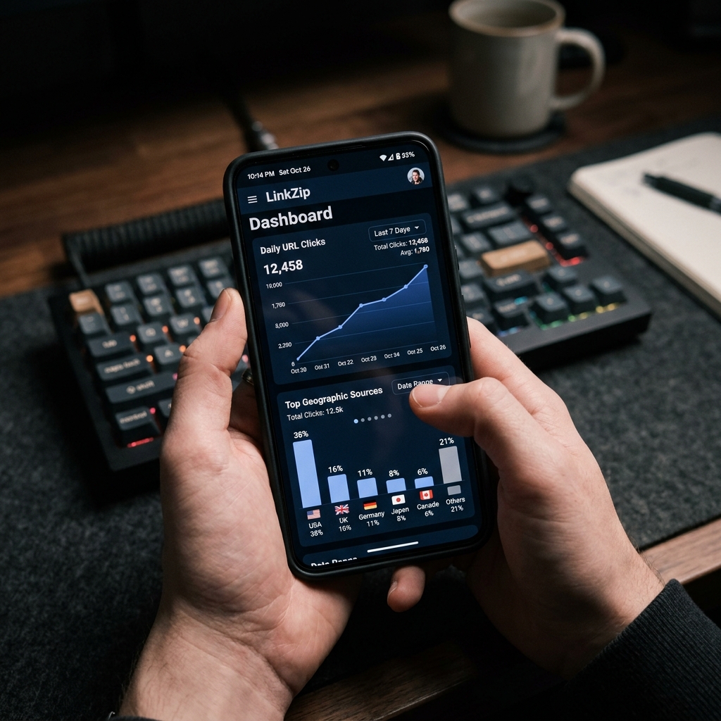 Smartphones displaying dashboard analytics